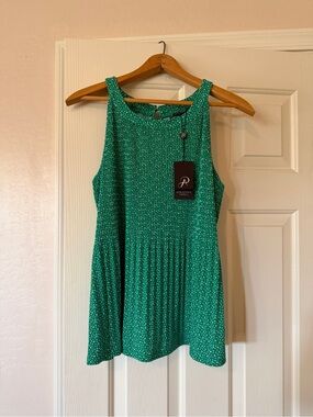 Adrianna Papell Teal Green Printed Sleeveless Dress